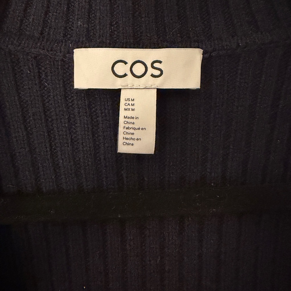 COS Ribbed Zip-Front Cardigan Jacket in Navy Blue - Picture 3 of 5